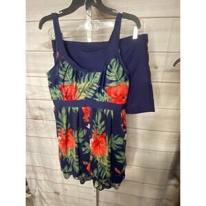Brand New Unbranded Women's 3XL Blue Floral Top and Shorts Outfit Set